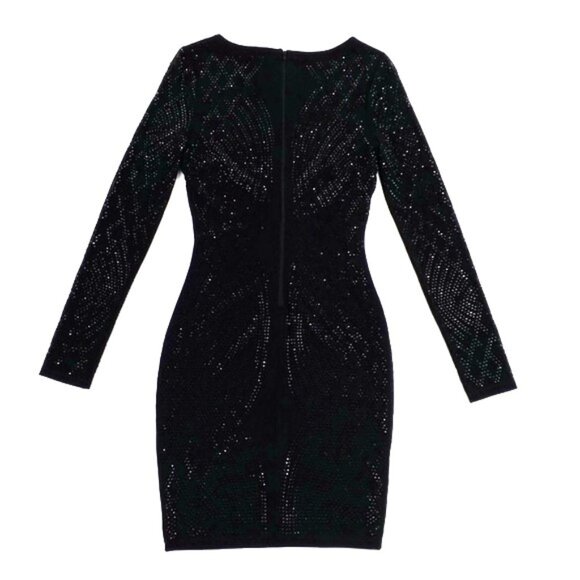 Windsor Round Neck Long Sleeve Studded Bodycon Mini Dress Womens Black Small NWT - Picture 11 of 16